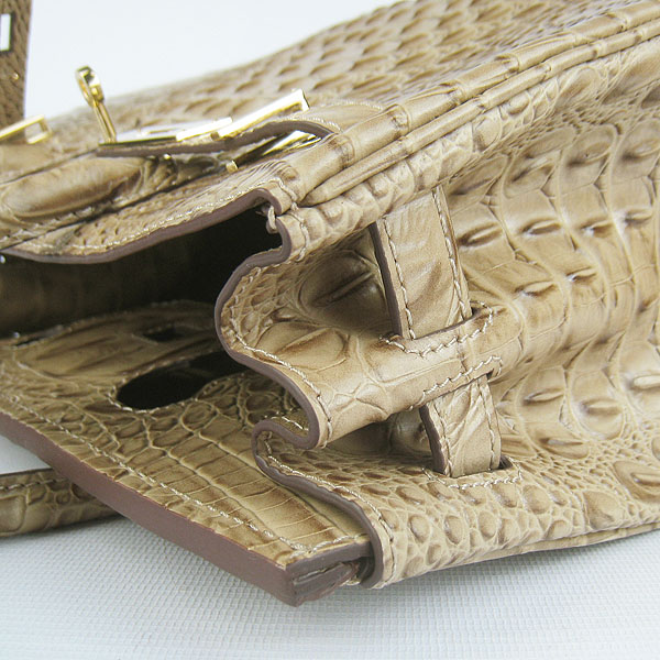 Replica Hermes Birkin 30CM Crocodile Head Veins Bag Apricot 6088 On Sale